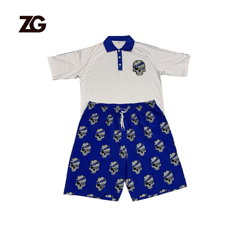 Summer Sports Suit Men's Color Matching Polo T Shirt Men Shorts 2 Piece Sets Custom