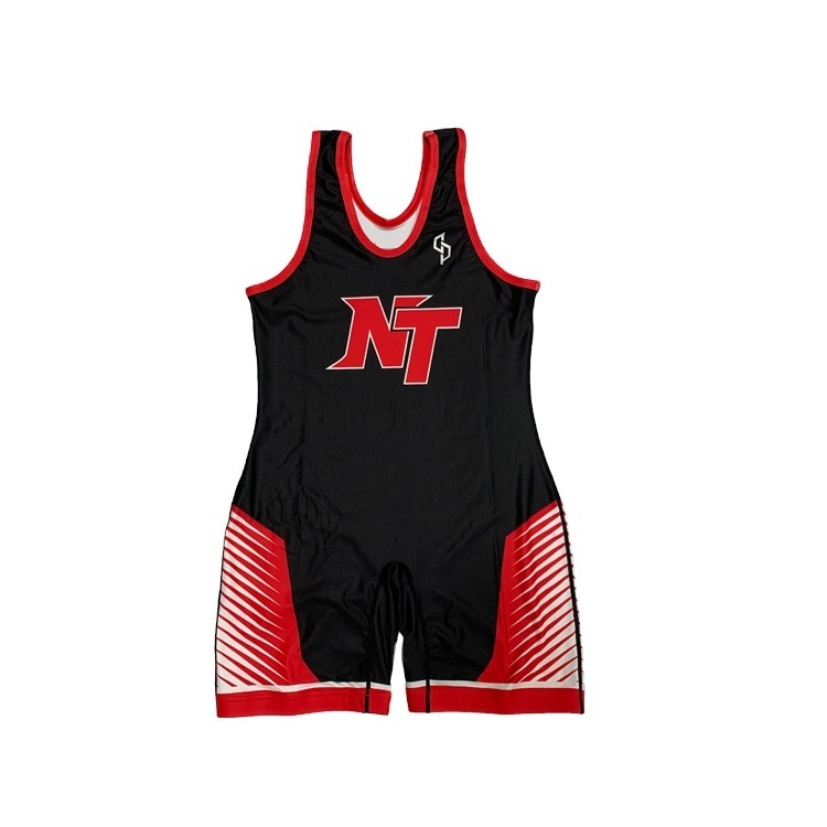 Top Quality Sublimation 100% Polyester Customized Logo Wrestling Singlet Suits