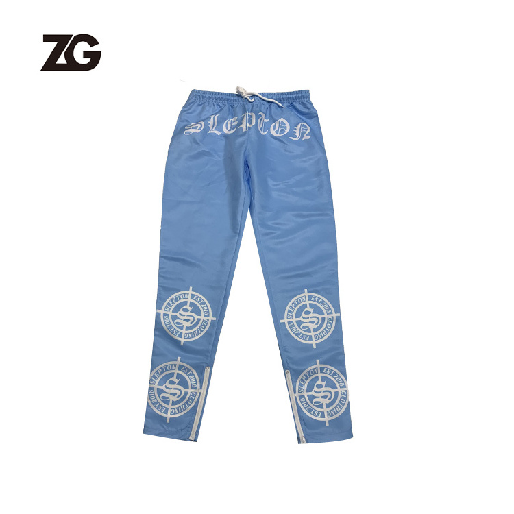 wholesale custom 100% polyester  mens track pants  elastic cuffs windbreaker pants