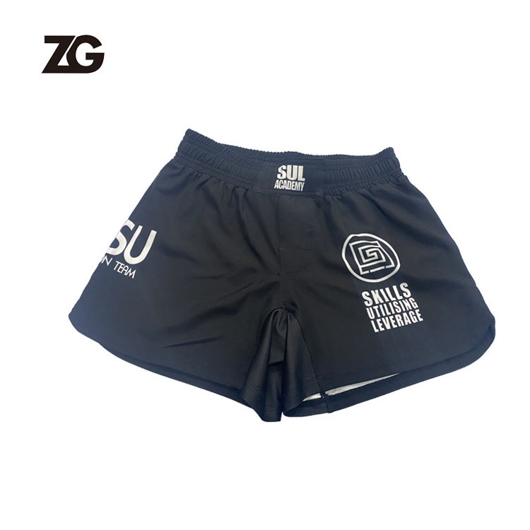 Factory Custom Black Fighting  Boxing MMA Shorts With Slit/Wholesale Sublimation Muay Thai MMA Shorts