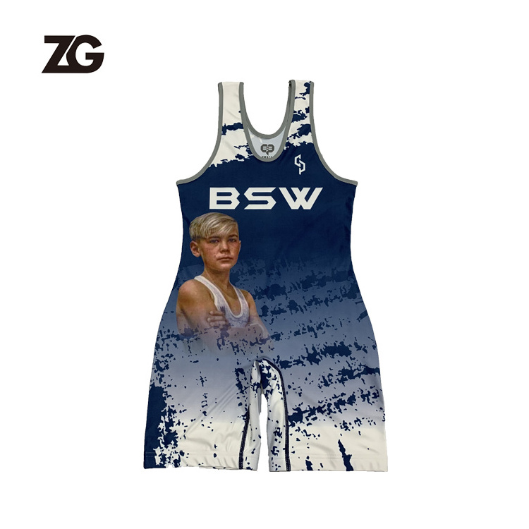 China Factory Direct Offer Free Design Funny Kids Singlet Wrestling/Sublimation Girl Blank Wrestling Singlet