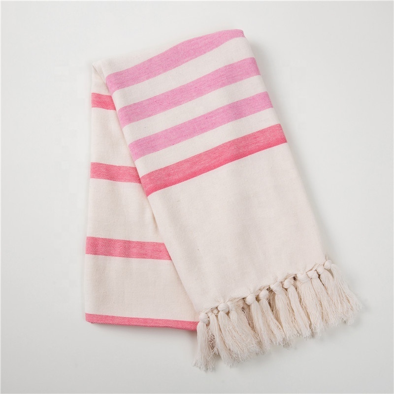 Quality Luxury cotton Jacquard Turkey Hamam Towel Tassels Beach Peshtemal Turkish Towel For Spa Hotel Picnic Beach