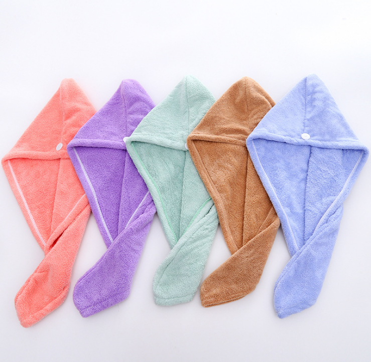 Cheap Wholesale custom curly hair turban towel cotton coral fleece velvet microfiber hair Salon dry wrap towel wrap for hair