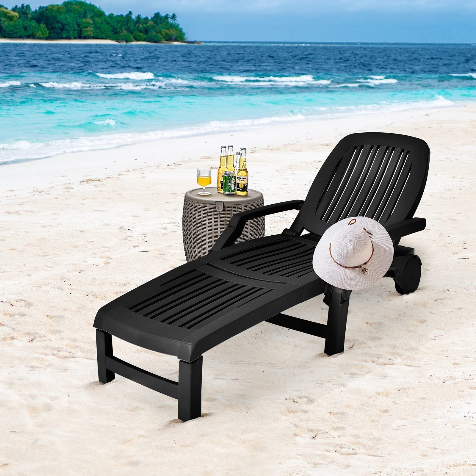 Outdoor Sun Lounger Swimming Pool plastic beach chair