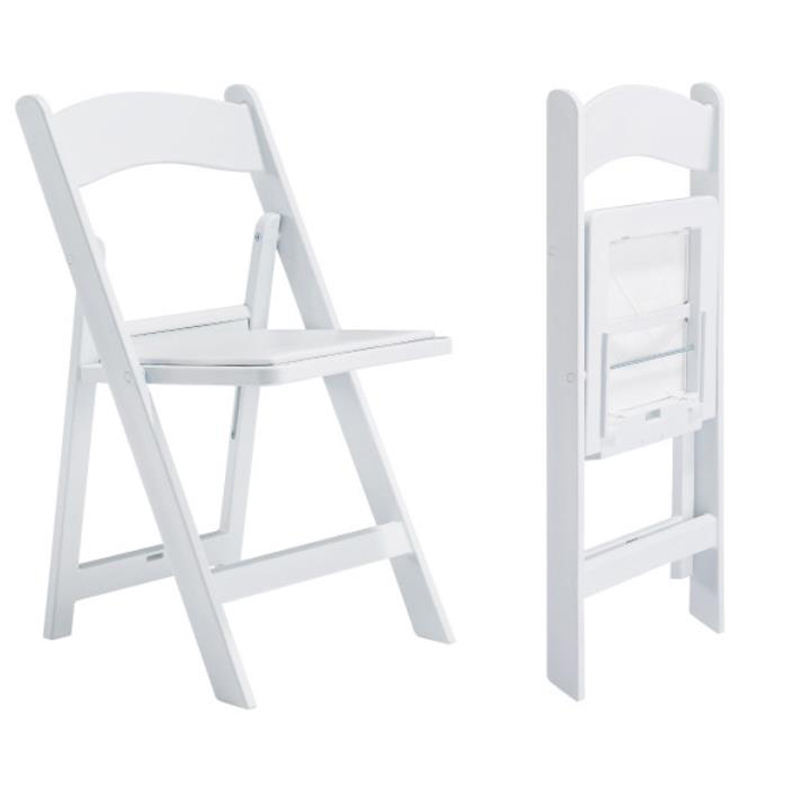 Outdoor White Colors Wedding Banquet Event Stackable Foldable Plastic Resin Folding Chairs