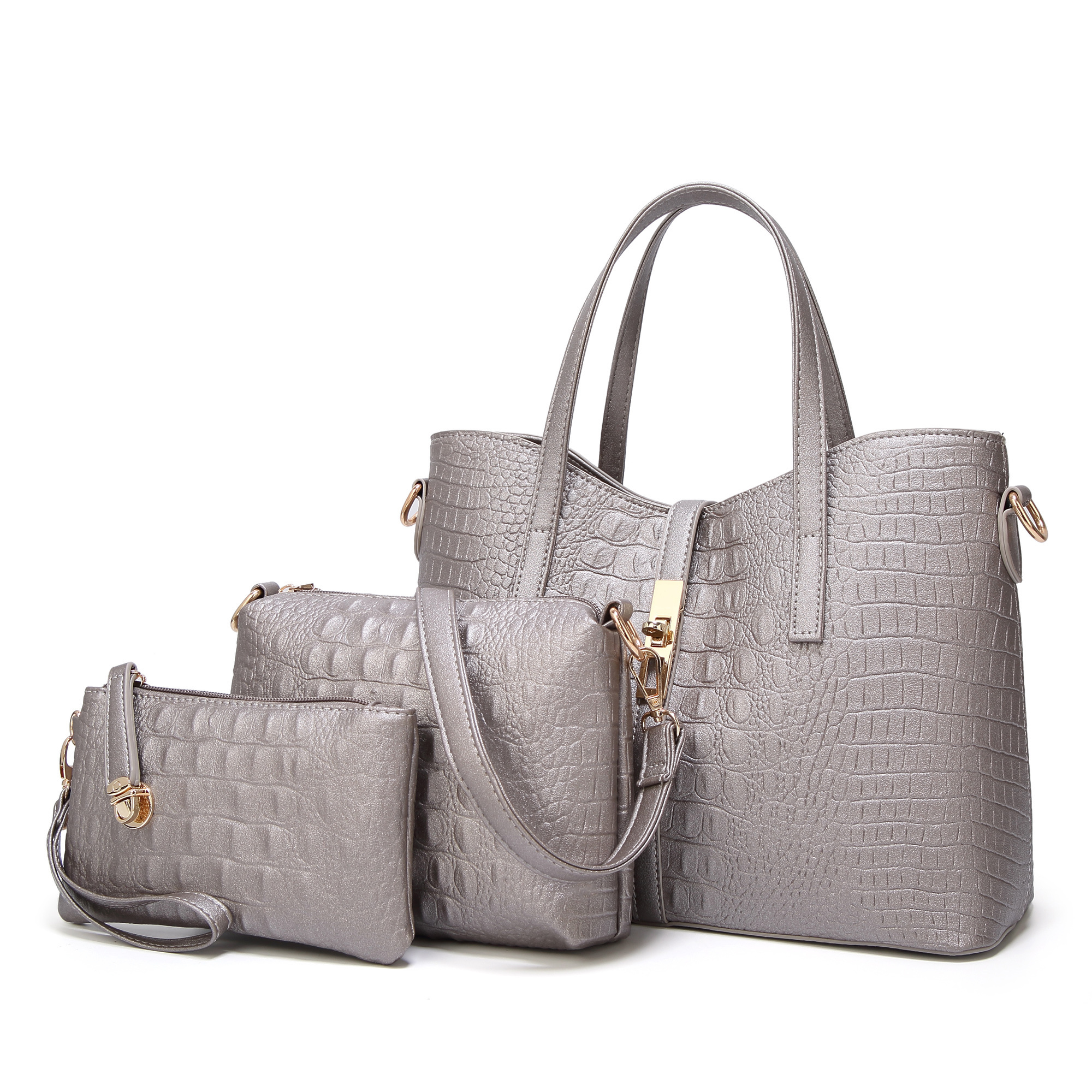 3 Pcs Set Bag Design Designer Hobo Ladies Hand Leather Women Wholesale Brand Crocodile Fashion Purses Handbags