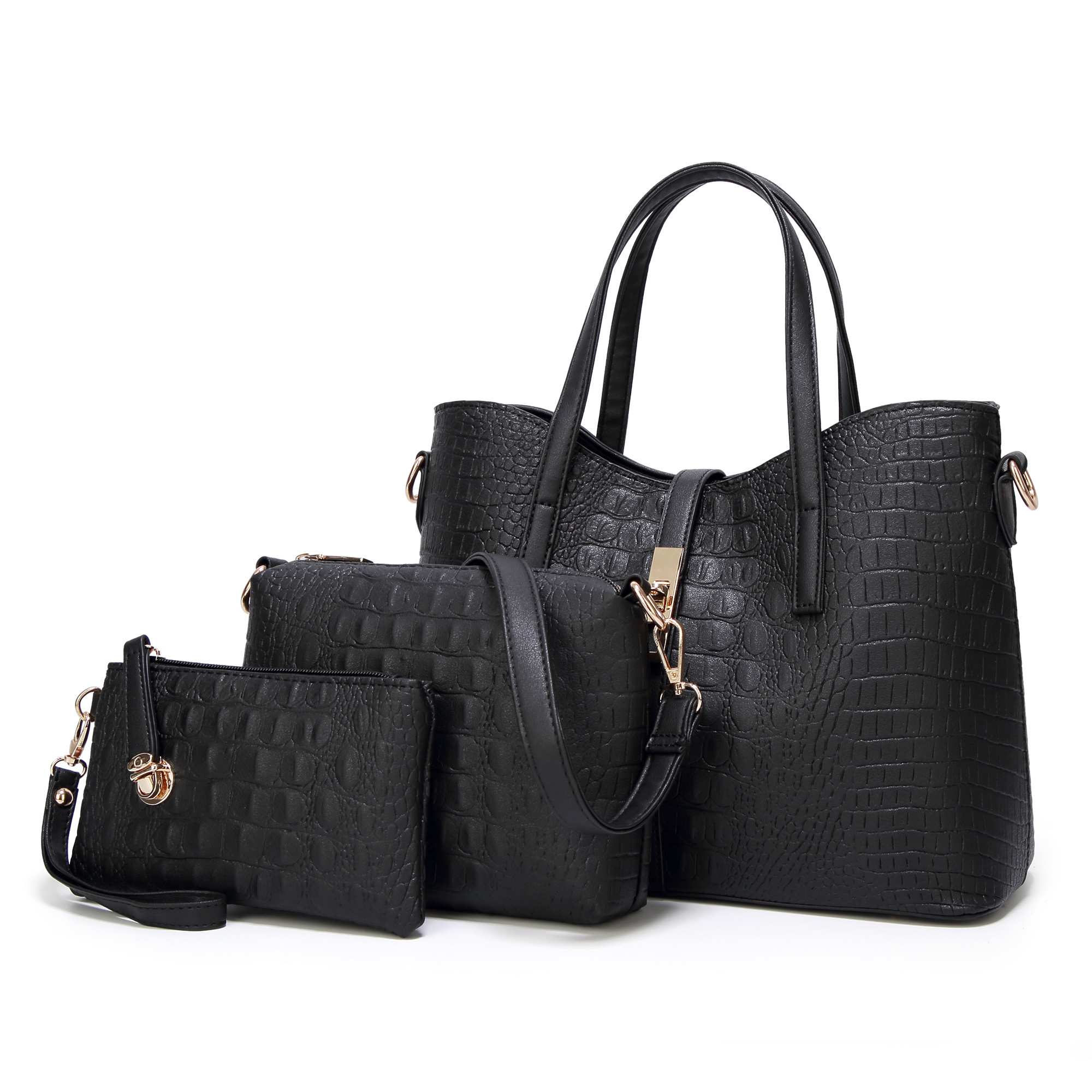 3 Pcs Set Bag Design Designer Hobo Ladies Hand Leather Women Wholesale Brand Crocodile Fashion Purses Handbags