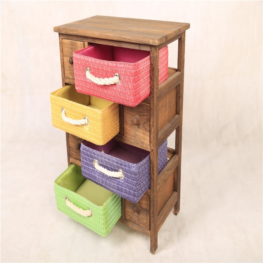 wholesale Factory wooden furniture / wicker drawer organizer cabinet / storage basket