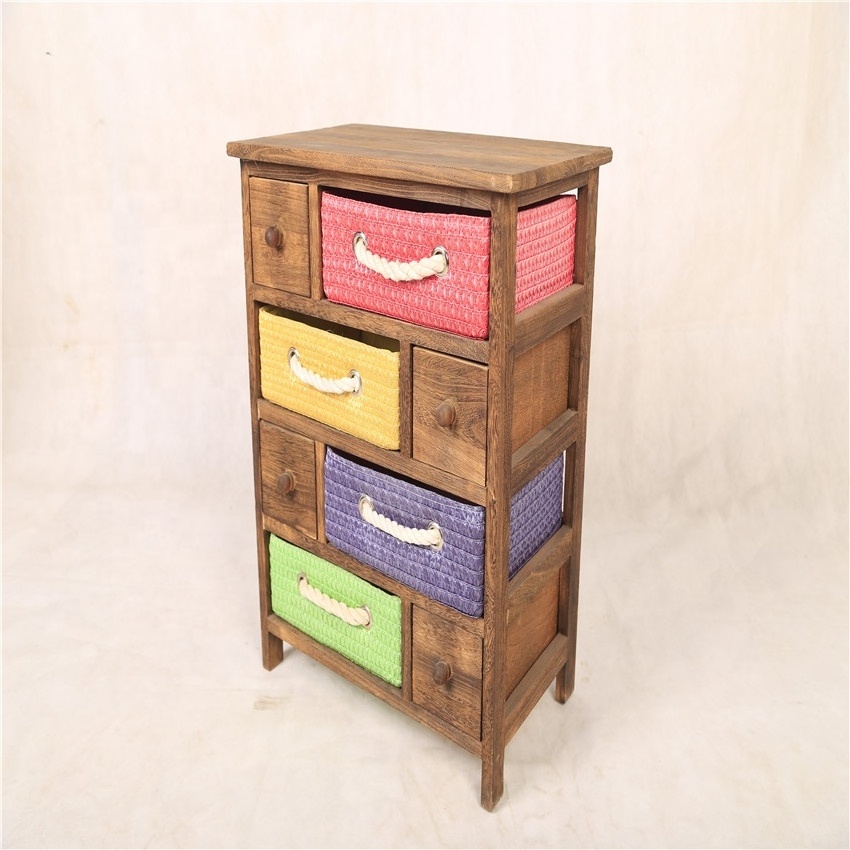 wholesale Factory wooden furniture / wicker drawer organizer cabinet / storage basket