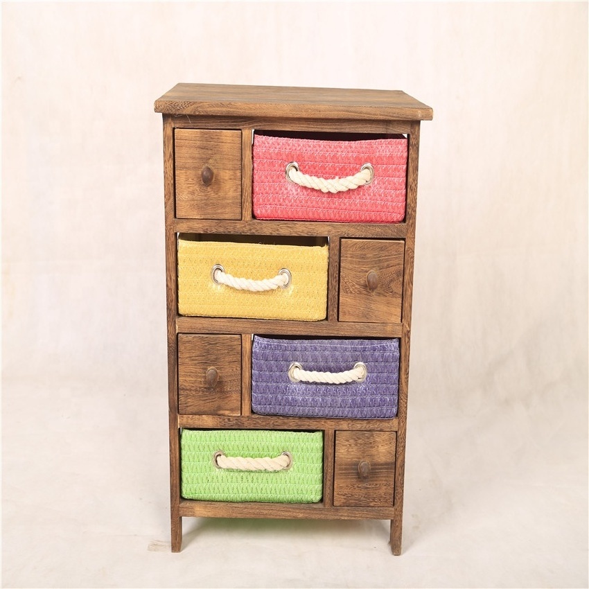 wholesale Factory wooden furniture / wicker drawer organizer cabinet / storage basket