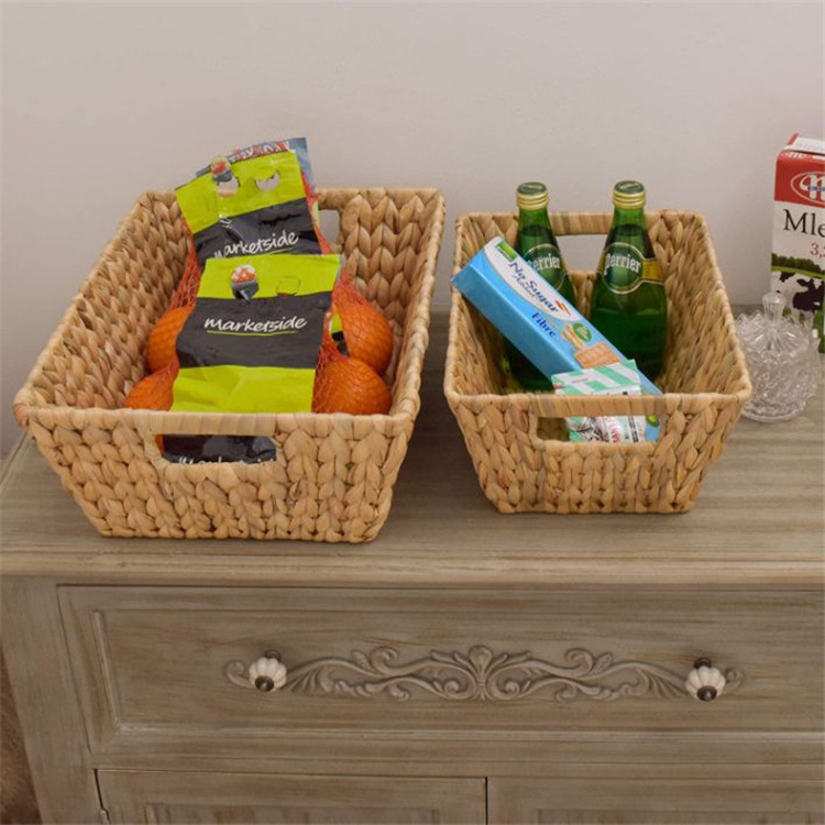 Water Hyacinth Storage Baskets Woven Large with Wooden Handles for kids eco-friendly storage kid basket