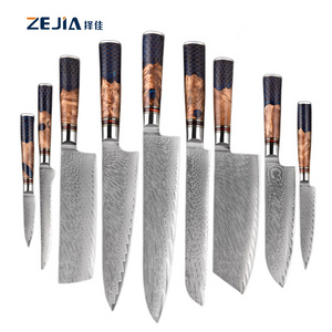 9 Pcs cuchillos de chef profesional Vg10 Knives Kitchen Chef Couteau Santoku Japanese Damascus Knife Set