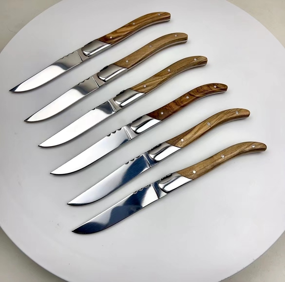 best steak knife set 6-piece set stainless steel Olive wood laguiole steak knife With Wooden gift box