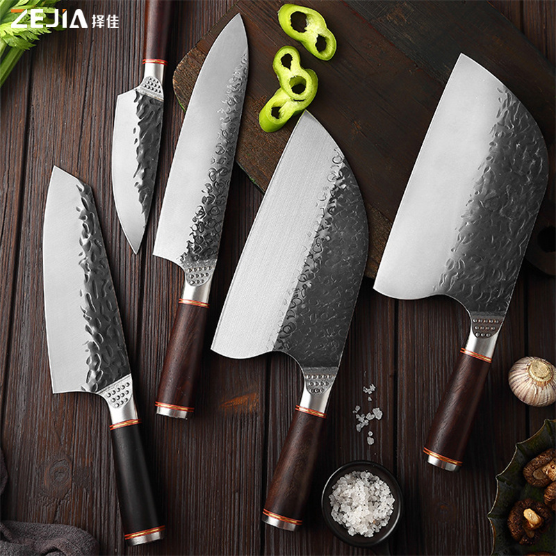 Yangjiang super sharp handmade  forge chef knives set 5pcs butcher knife set stainless steel bone cutter kiritsuke  knife