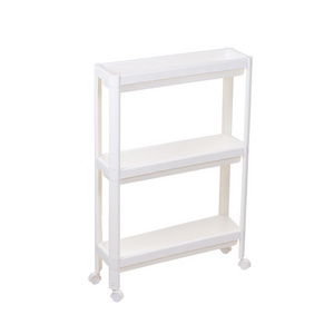 Plastic Bathroom Slim Rack Shelf 3 Tier Bathroom Kitchen Rack Trolley