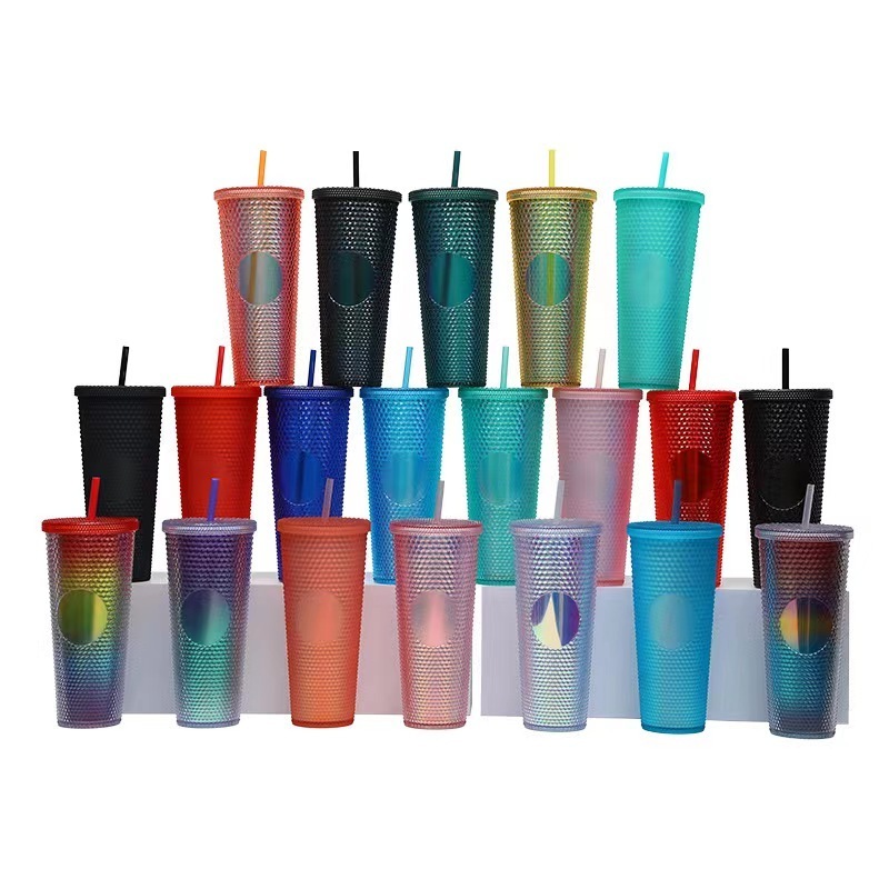 Tumbler bulk double wall plastic tumblers custom bling tumblers with straw