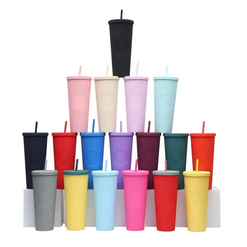 Tumbler bulk double wall plastic tumblers custom bling tumblers with straw