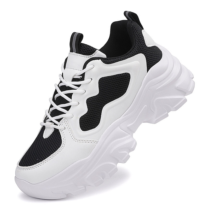 OEM Brand Mesh Lace Up Shoes Women's Spring Breathable Sneakers Thick Soled Running Shoes