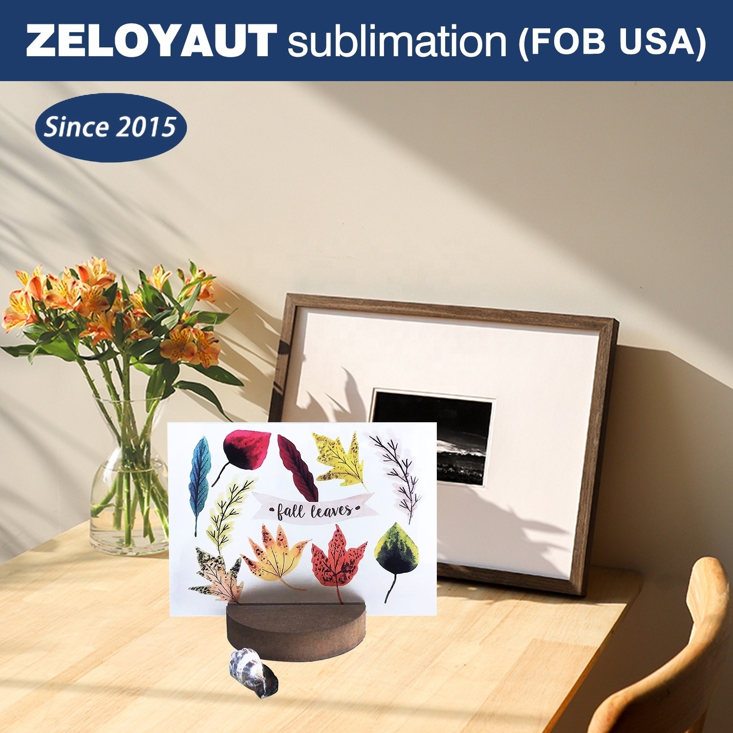 ZELOYAUT Custom your favourite photo Sublimation Blank Clear Acrylic Photo Frame with printing MDF base Decorative Bedside Desk