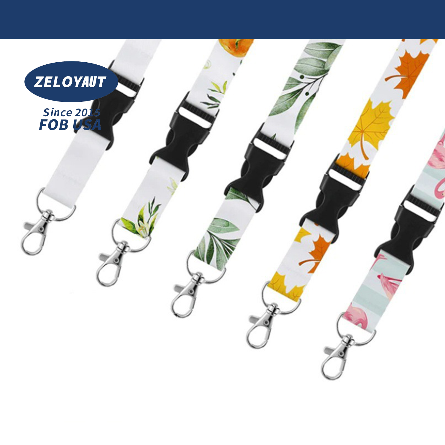 ZELOYAUT Sublimation Blanks Breakaway Promotional Lanyards with safety switch with Plastic+Polyester lanyards with logo custom