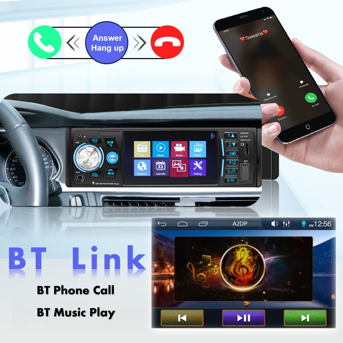 4.1 Inch Mp5 Car radio Player 1 din car stereos Auto Radio reproductor de carro Multimedia Player with USB BT FM