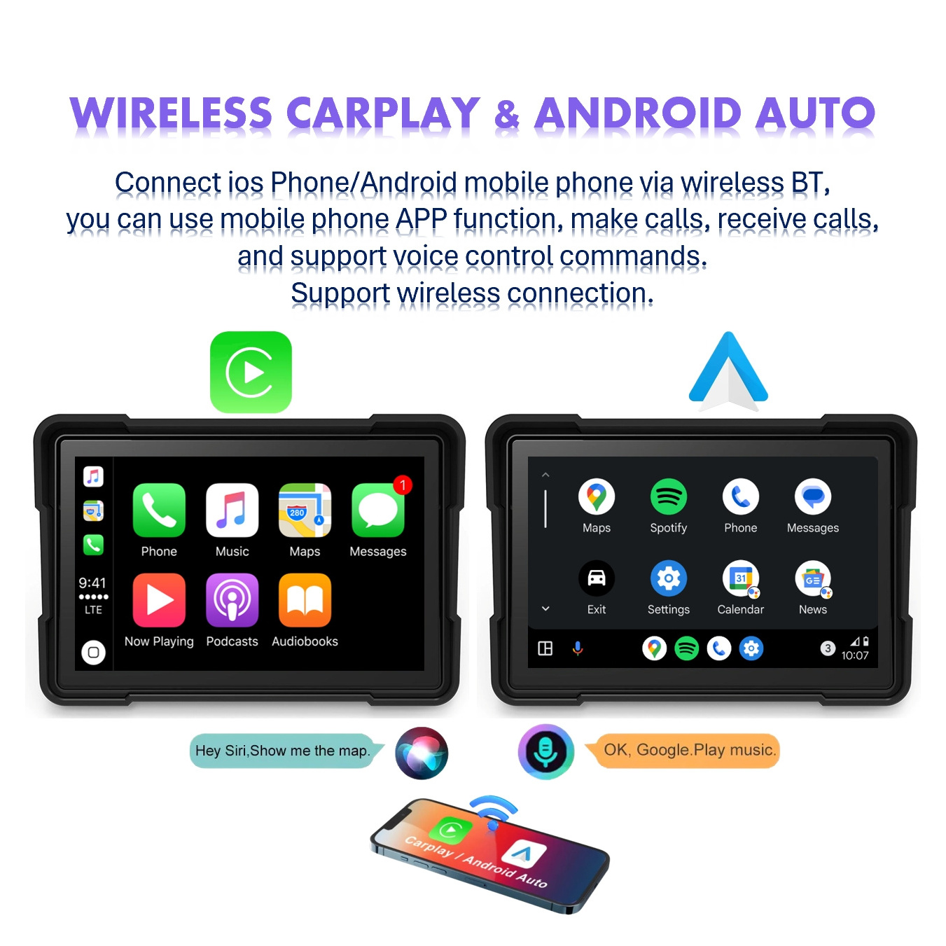 Zmecar Factory Waterproof IPX7 Motorcycle Screen 5&7 Inch 2+32GB DVR Bluetooth Radio Android Motorcycle GPS With Carplay