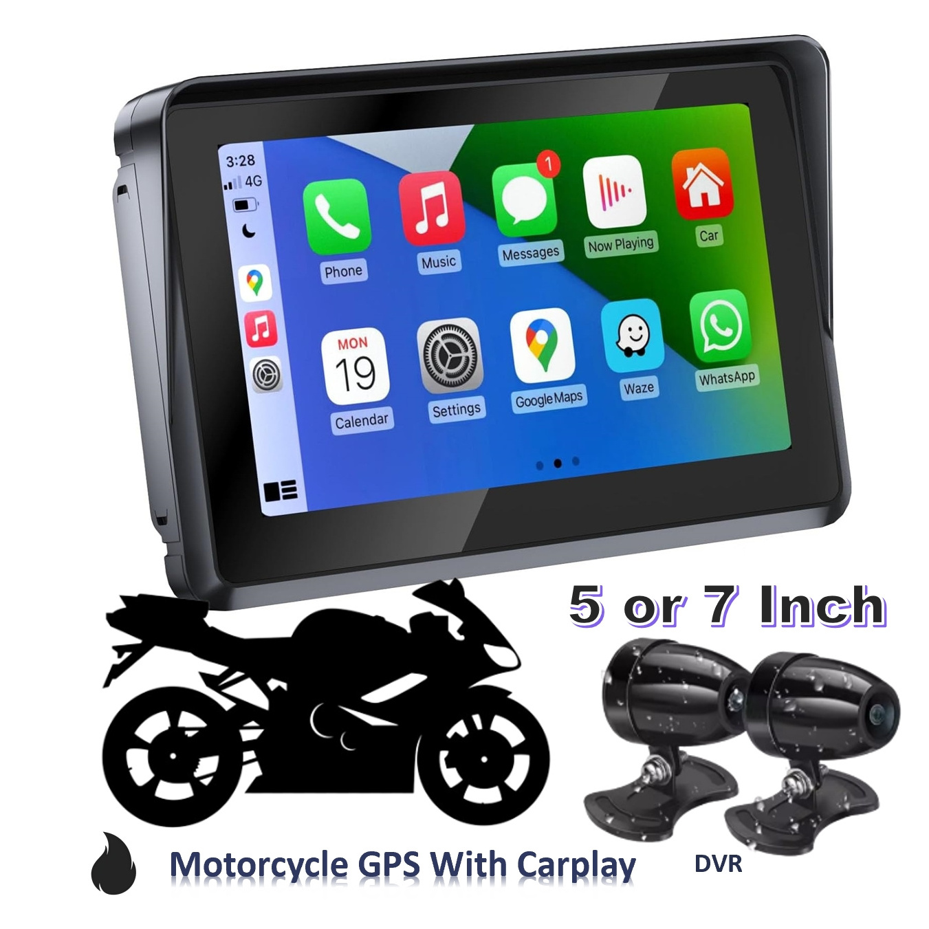 Zmecar Factory Waterproof IPX7 Motorcycle Screen 5&7 Inch 2+32GB DVR Bluetooth Radio Android Motorcycle GPS With Carplay