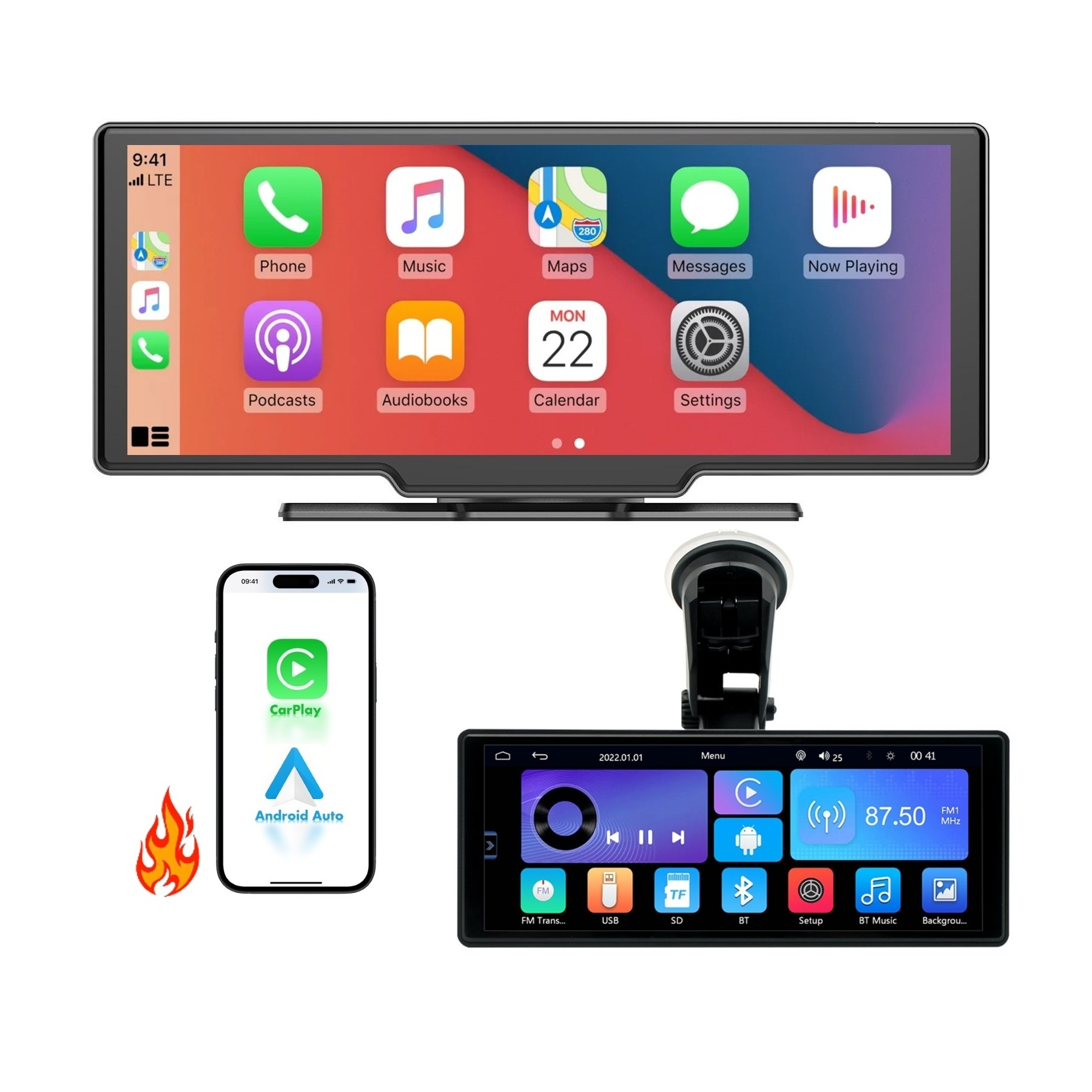 Zmecar Factory Portable Car Radio Wireless Carplay Android Auto 10.26