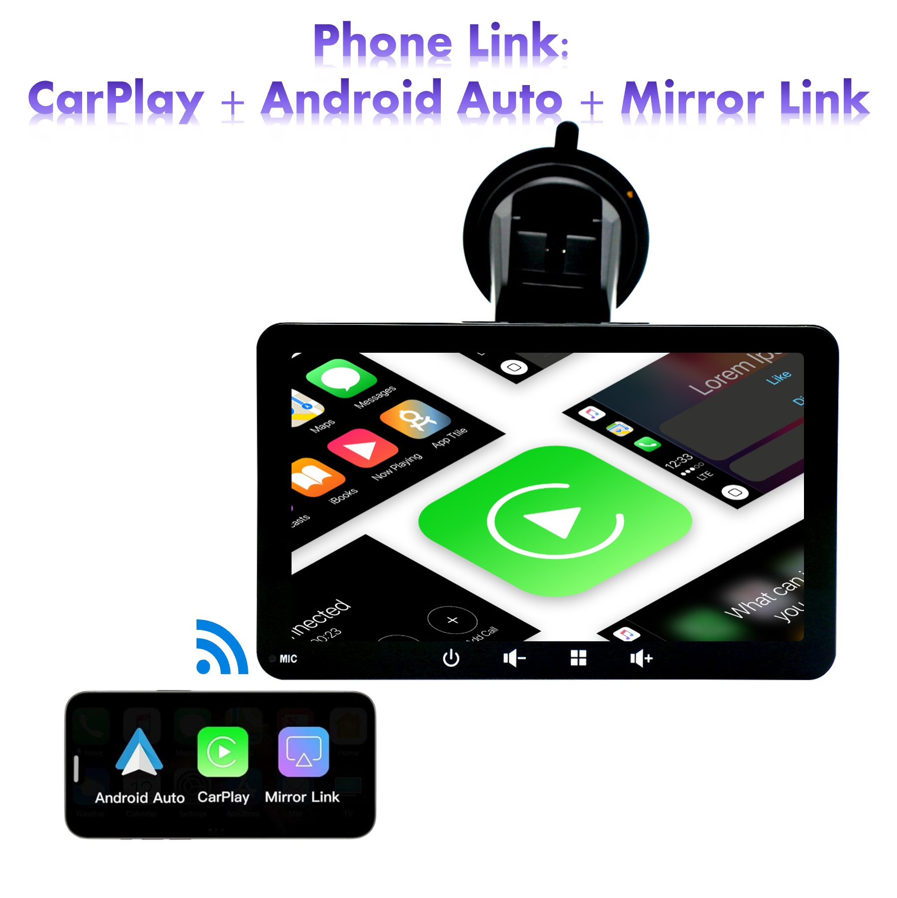 Zmecar Hot Selling Portable 7 Inch Carplay Screen Car Screen Android Auto Camera GPS WIFI Radio Portable Car MP5 Player