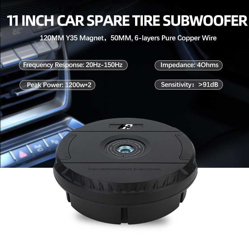 OEM audio music system under seat subwoofer active speakers car spare tire subwoofer for 11 inch wheel