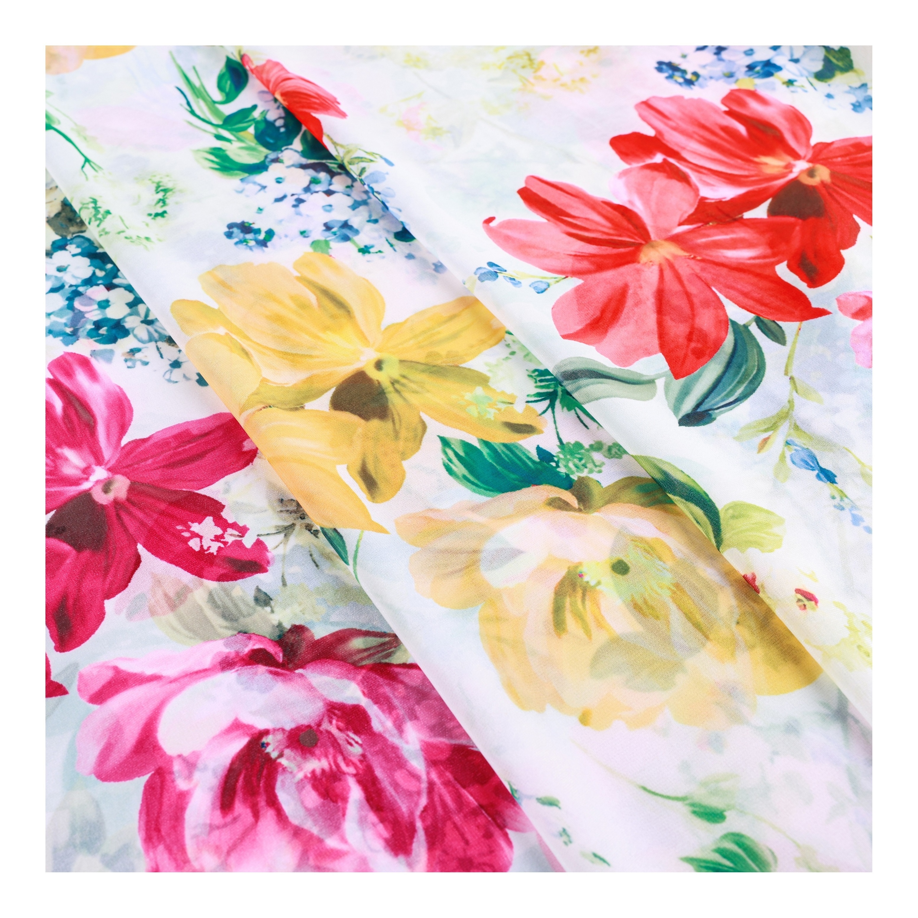 Sunshine Light Printed Premium Shifon Fabric Custom Floral Polyester Chiffon Printing Fabric For Clothing Dress