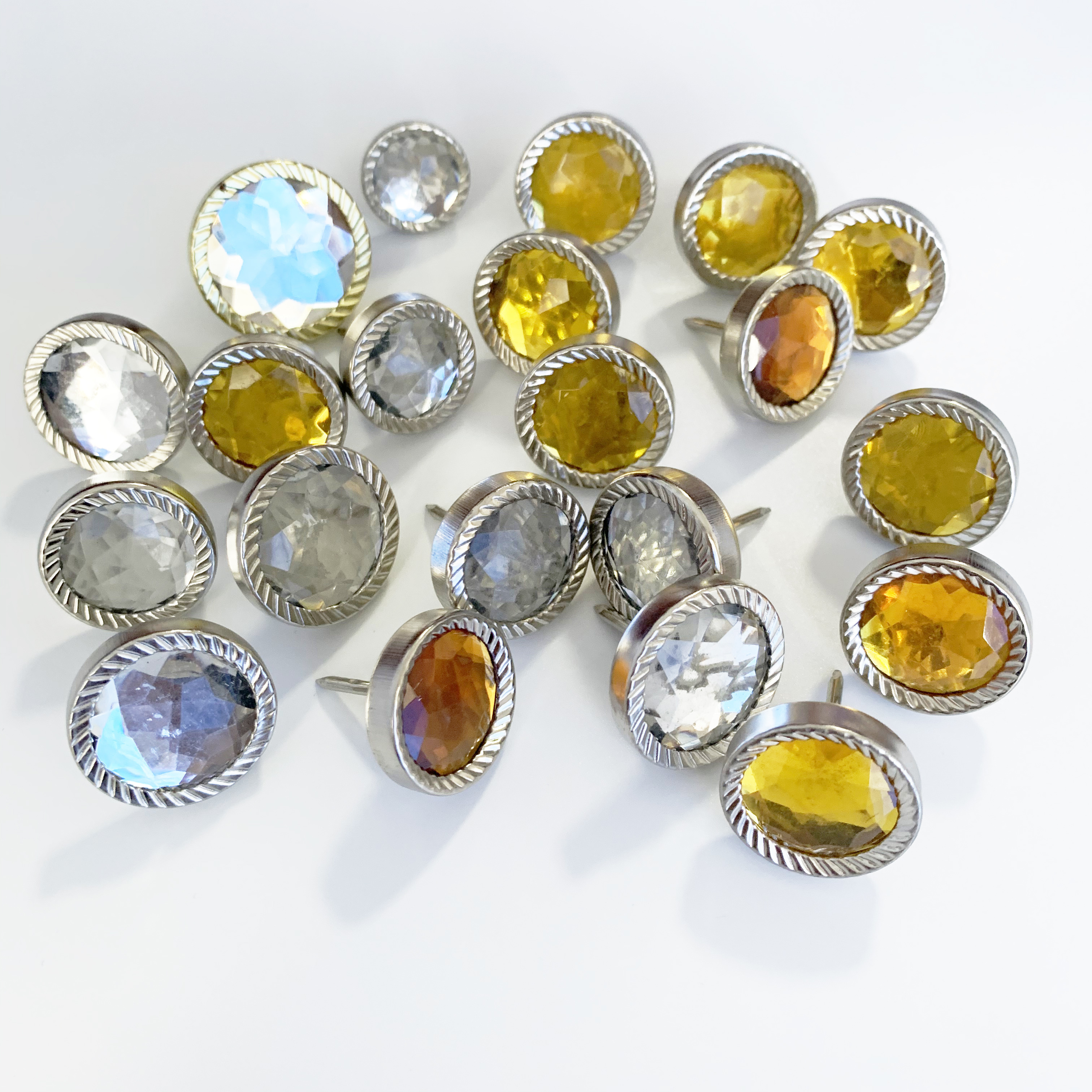 Clear Rhinestone Buttons for Sofa Headboard DIY Accessor Acrylic Crystal Buttons with Metal Loop