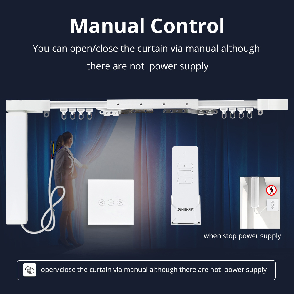 Zemismart Tuya WiFi Smart Curtain Remote Control Motor Smart Home Electric Curtain Customized Track Length