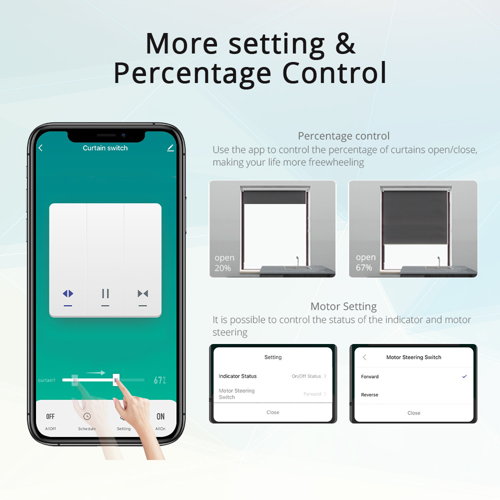 Zemismart Zigbee Tuya Smart Curtain Switch for Electric Roller Shade US Shutter Switch with Percentage Control Alexa Google Home