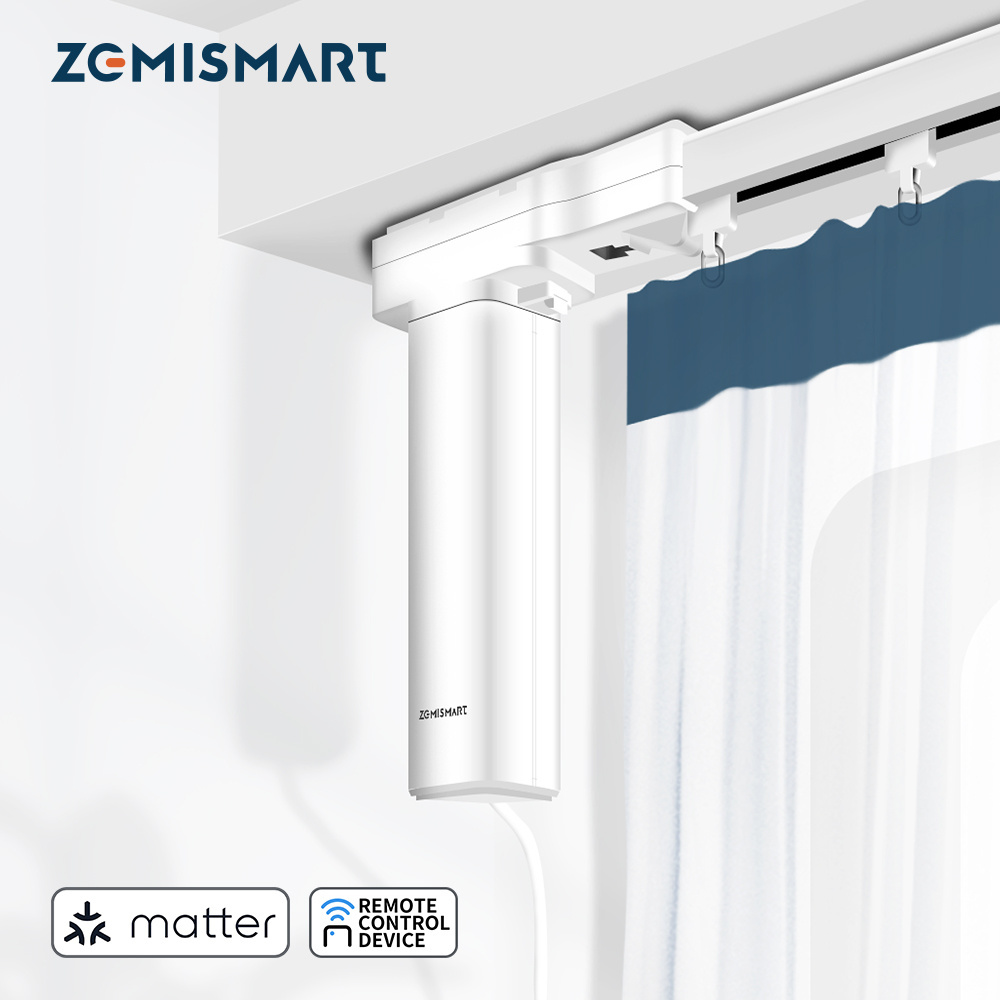 Zemismart Matter Curtain with Splicing Track Home APP Remote Control Matter Over Thread Slide Smart Curtain Alexa Google Home