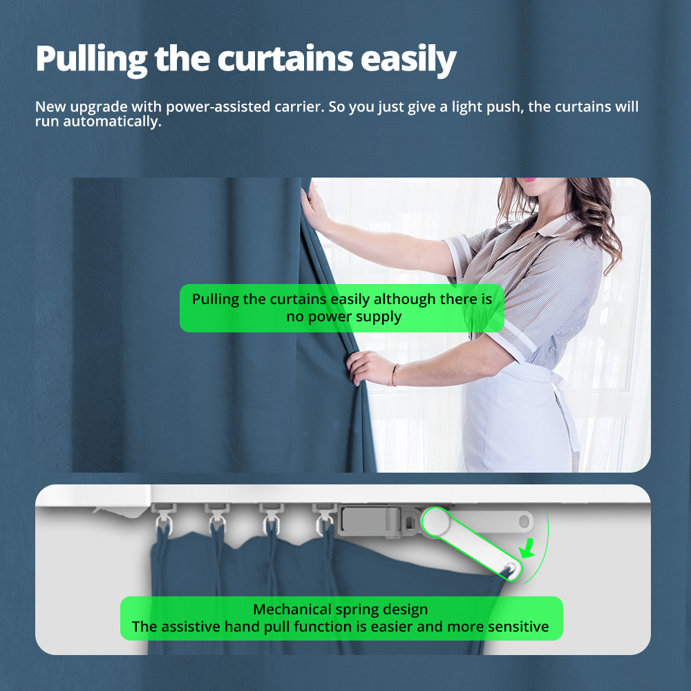 Zemismart Matter Splicing Track Curtain Matter Over Thread Slide Smart Curtain with Home APP Remote Control Alexa Google Home