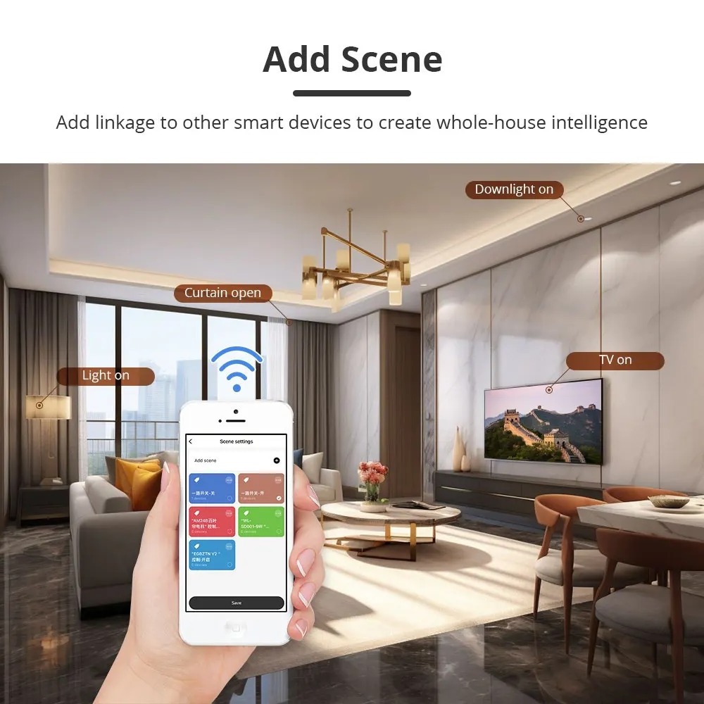 Zemismart Tuya Zigbee Light Switch Scene Switch 4 Gang 4x2 Touch Wall Switches Neutral Required Alexa Google Home Voice Control