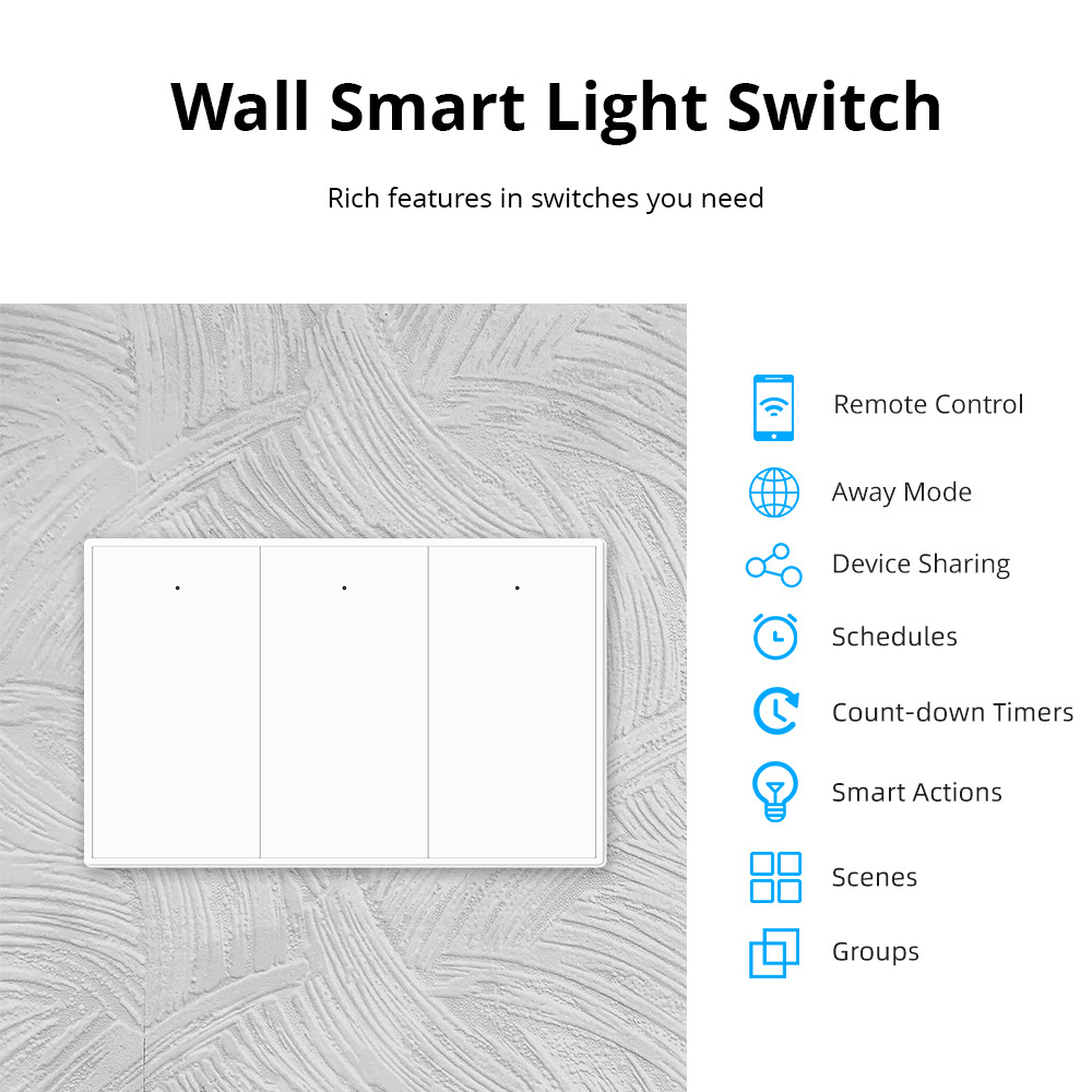 Zemismart Tuya Zigbee Smart Switch Smart Life Timer Alexa Google Home Control Smart Wall Light Push Homekit Switches