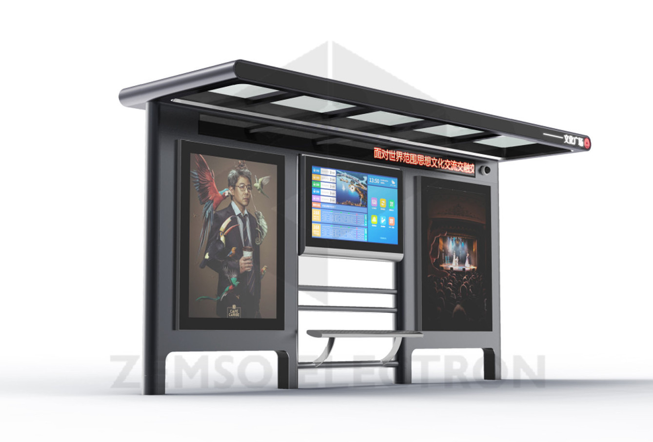 Smart bus stop station high quality used bus stop shelters for sale furniture urban with advertising display signage