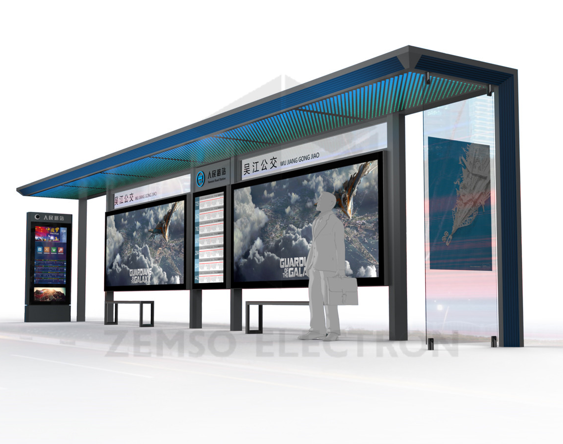 Smart bus stop station high quality used bus stop shelters for sale furniture urban with advertising display signage