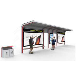 Outdoor metal structure smart bus station advertising bus stop shelter