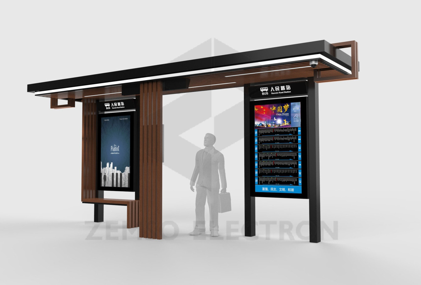 Smart bus stop station high quality used bus stop shelters for sale furniture urban with advertising display signage