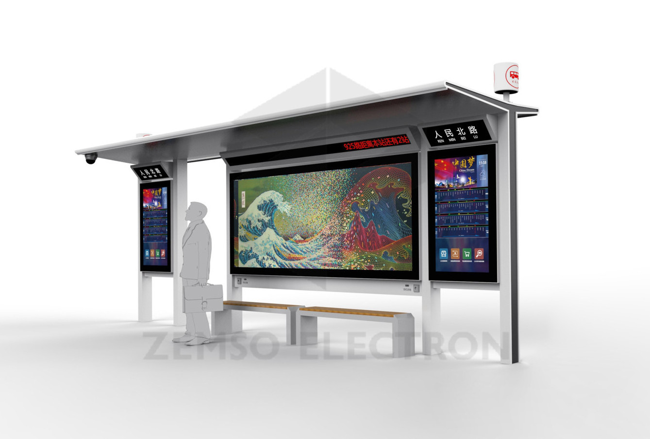 Smart bus stop station high quality used bus stop shelters for sale furniture urban with advertising display signage