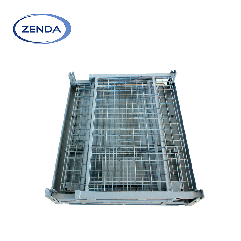 Enhanced Heavy-duty Iron Crate 1000kg Galvanizing Pallet Roll Cage Storage Foldable Steel Metal Rack