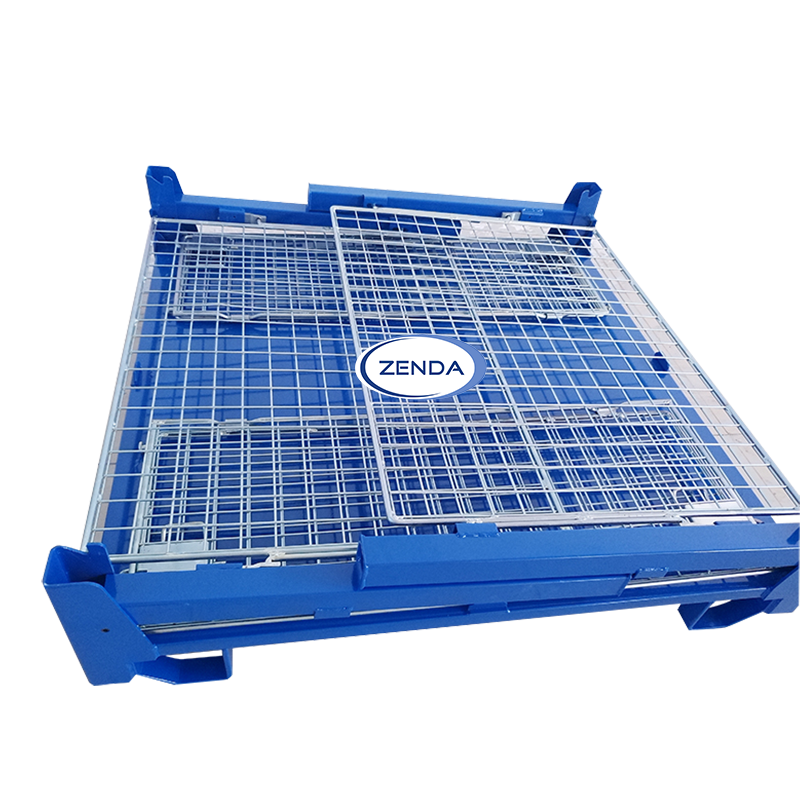 Factory Direct Sales Galvanized Foldable Rack Warehouse Collapsible Storage Cage Metal Stillages