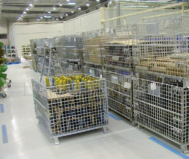 Heavy Duty Industrial Metal Stackable Wire Mesh Pallet Cage Foldable Steel Mesh Box Pallet