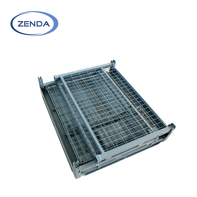 Enhanced Heavy-duty Iron Crate 1000kg Galvanizing Pallet Roll Cage Storage Foldable Steel Metal Rack