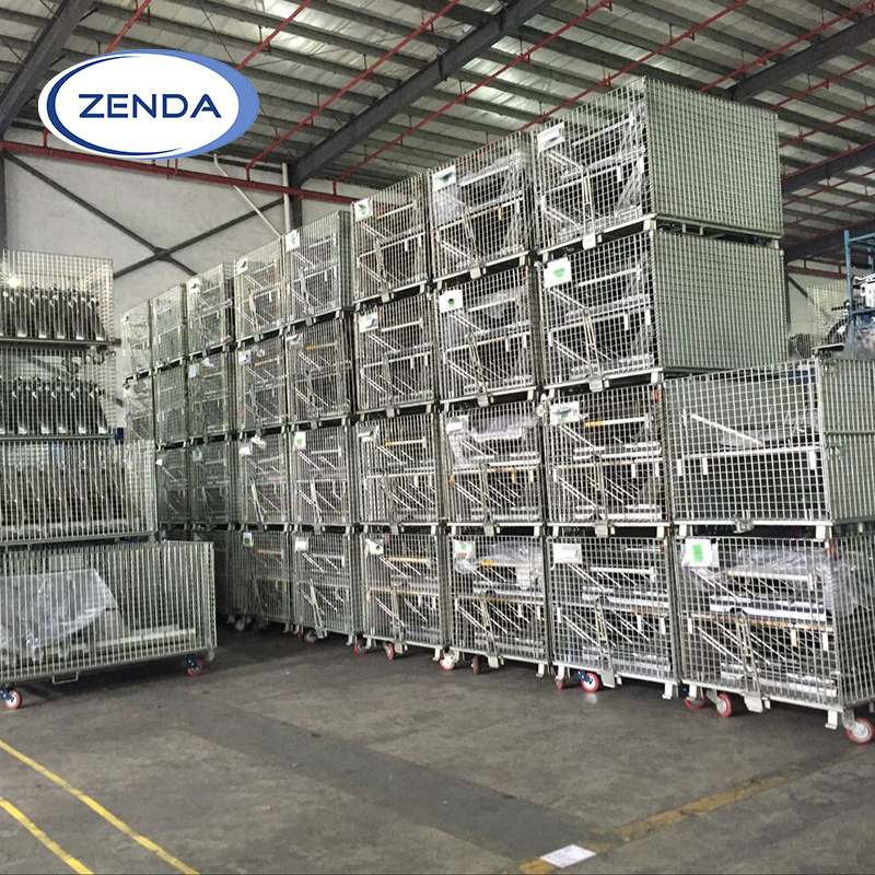 Wholesale Easy To Operate Foldable Pallets Collapsible Heavy Duty Stillage Metal Storage Mesh Cage