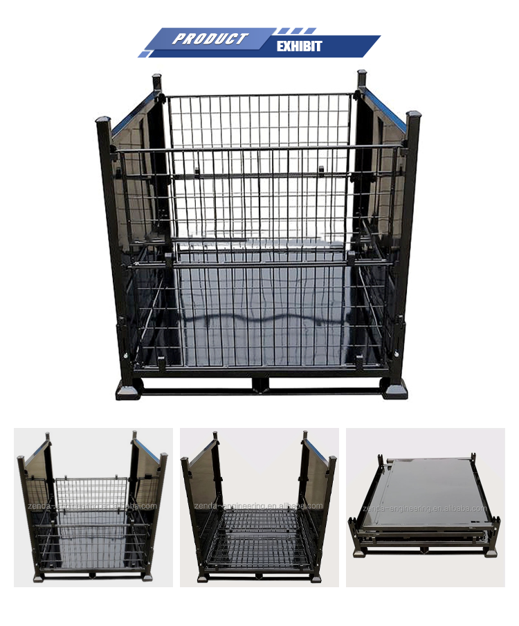 Large Stackable Folding Collapsible Bulk Metal Pallet Foldable Box Bin Storage Container Stillages