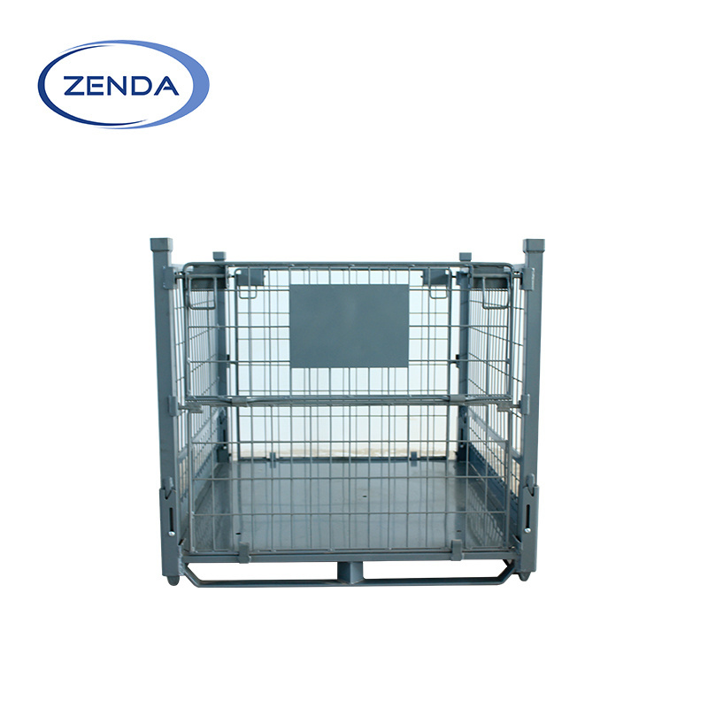 Enhanced Heavy-duty Iron Crate 1000kg Galvanizing Pallet Roll Cage Storage Foldable Steel Metal Rack